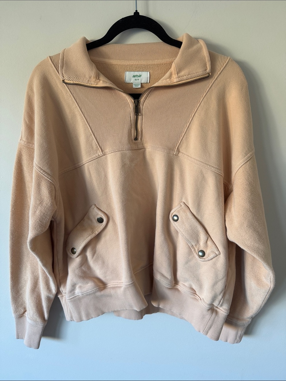 aerie Half-Zip Pullover in Blush Peach